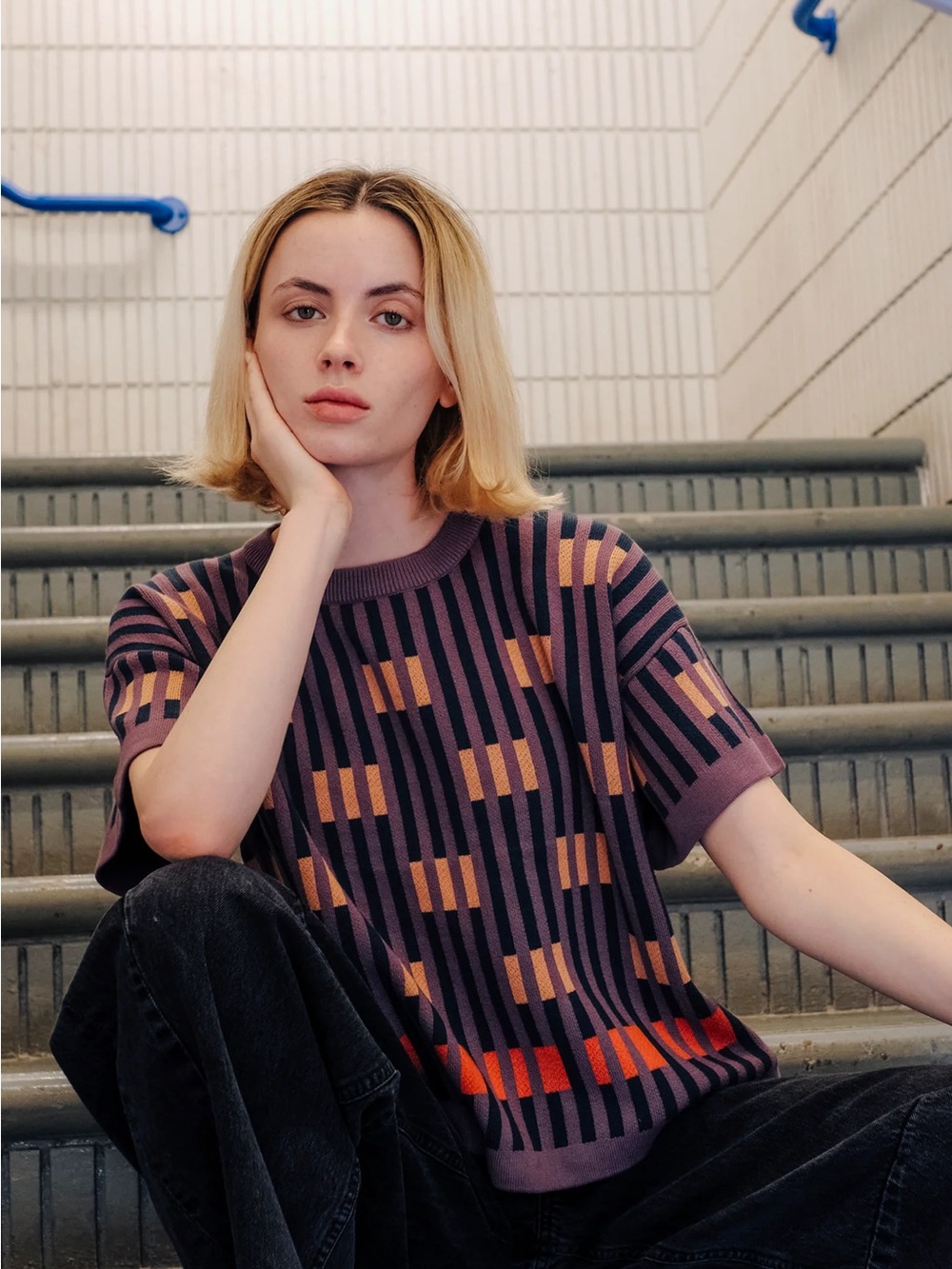 The Endery bauhaus short sleeve sweater tee - rhodolite, knit, xs